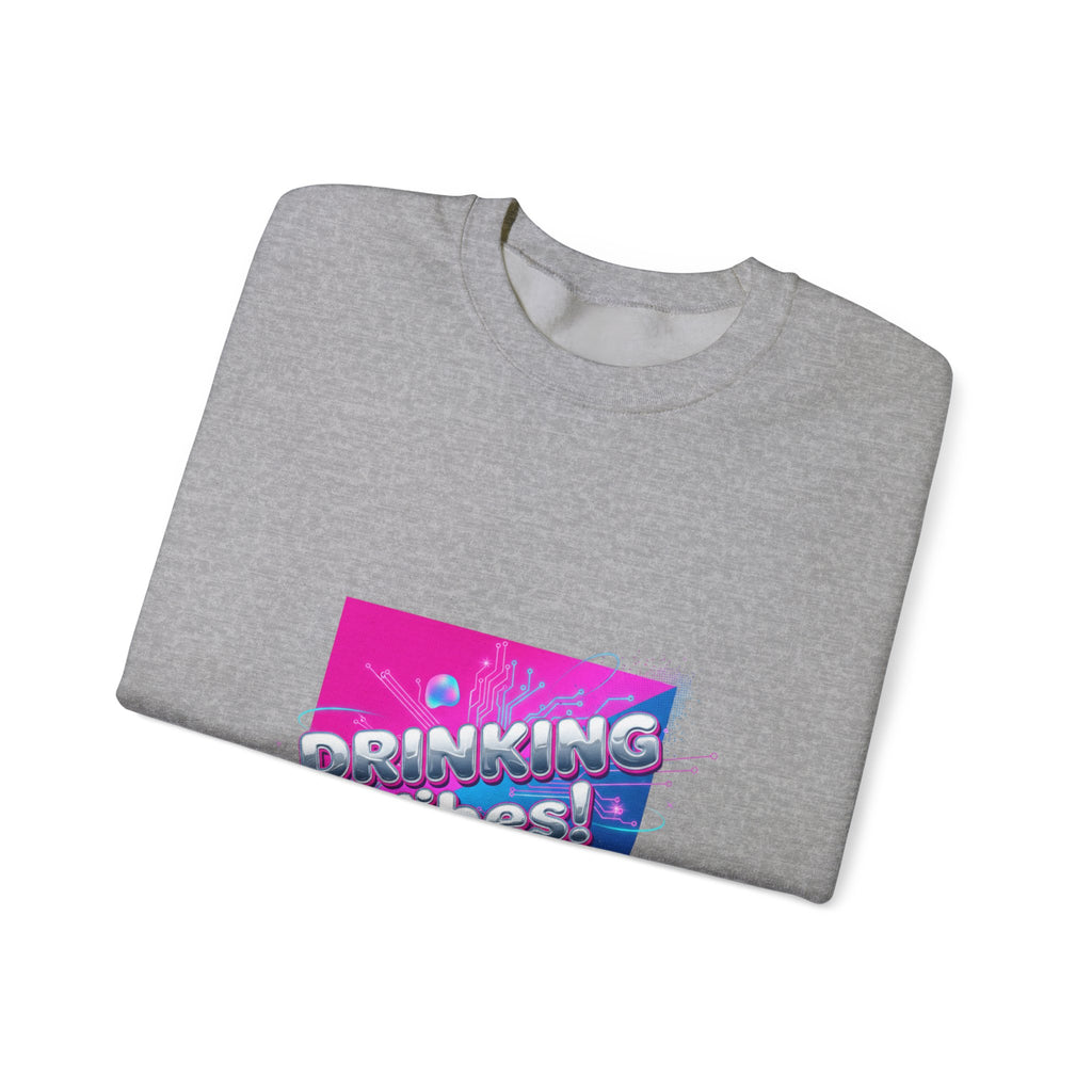 Drinking Vibes Crewneck Sweatshirt | Y2K cyber holo aesthetic, chrome text