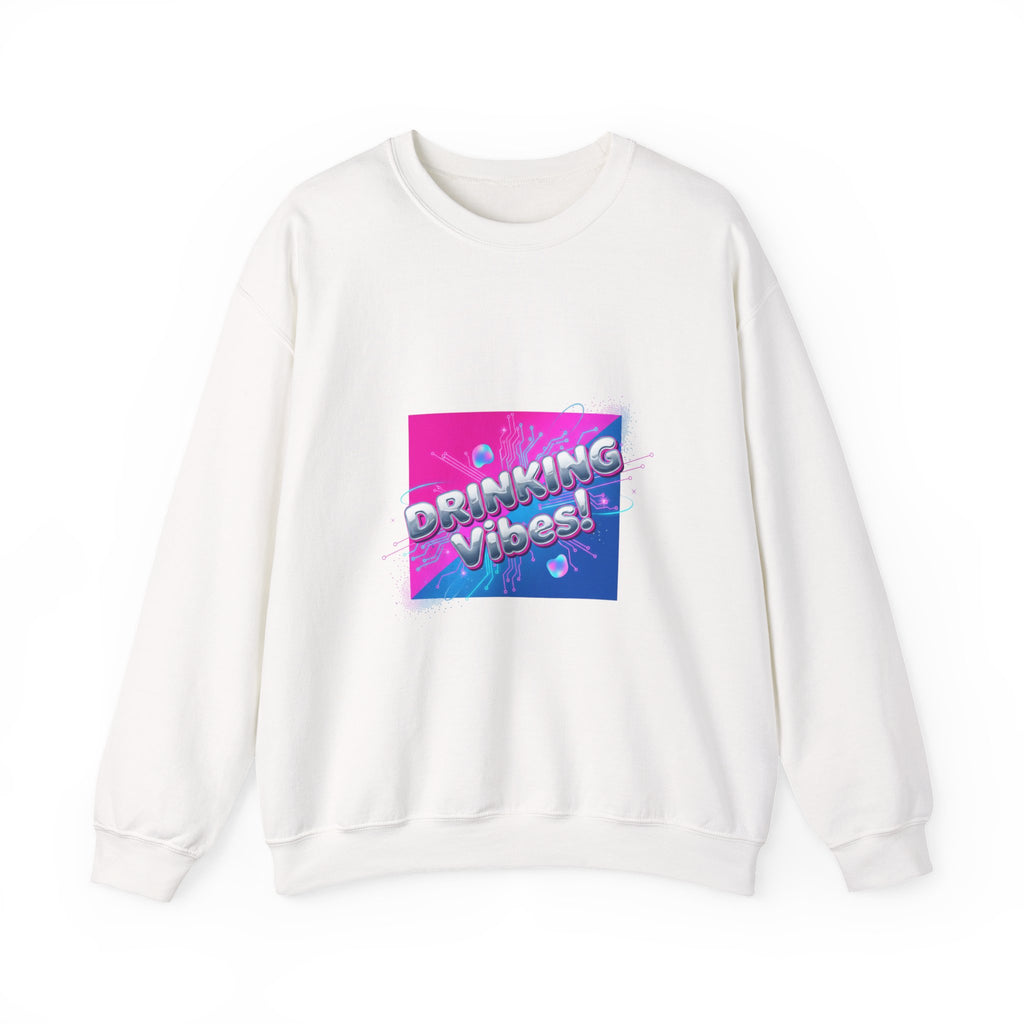 Drinking Vibes Crewneck Sweatshirt | Y2K cyber holo aesthetic, chrome text