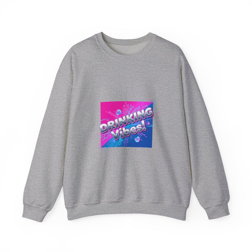 Drinking Vibes Crewneck Sweatshirt | Y2K cyber holo aesthetic, chrome text