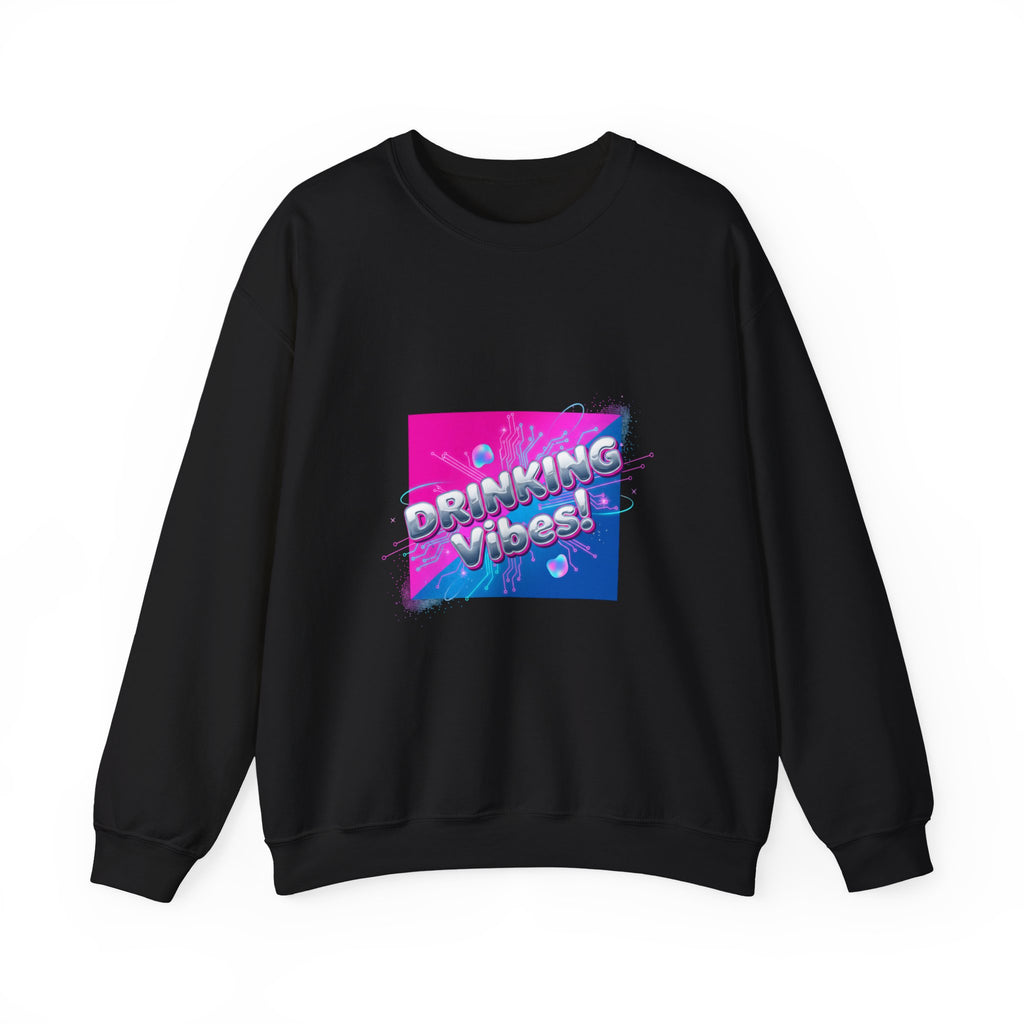 Drinking Vibes Crewneck Sweatshirt | Y2K cyber holo aesthetic, chrome text